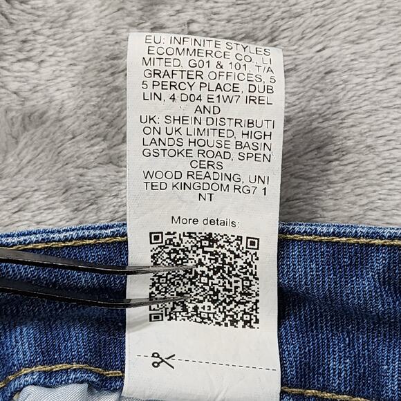 Shein Jeans Womens M Blue Mid Rise Wide Leg Stretch Denim Medium Wash Faded - Picture 7 of 12